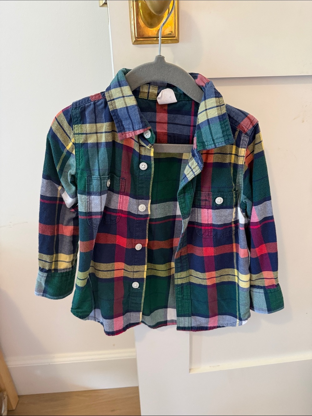 GAP Kids Multicolor Plaid Button-Down Shirt - Green, Blue, Red, Yellow
